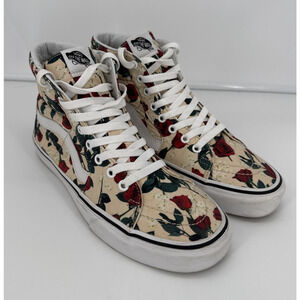Vans Unisex Rose Print High Top Sneakers Size 8.5 Men 10 Women’s Minor Wear